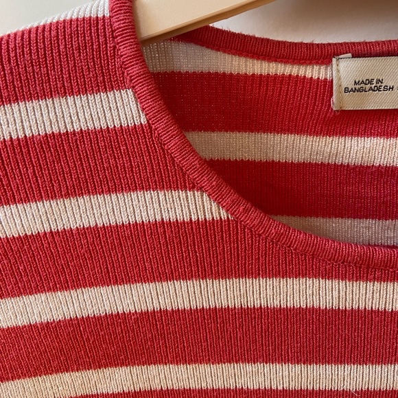 Zara knit pink and white cropped sweater - Picture 3 of 7